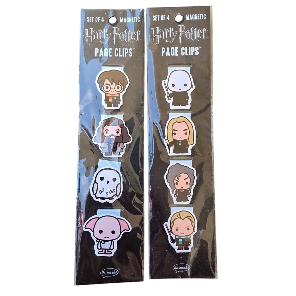 Harry Potter Magnetic Page Clips Re-marks Bookmark Set of 8 Hogwarts Dark Arts